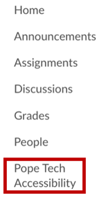 Canvas Course Navigation Menu