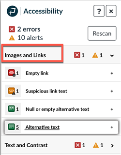 Pope Tech Canvas Guide showing Images and Links selected