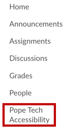 Canvas course navigation menu