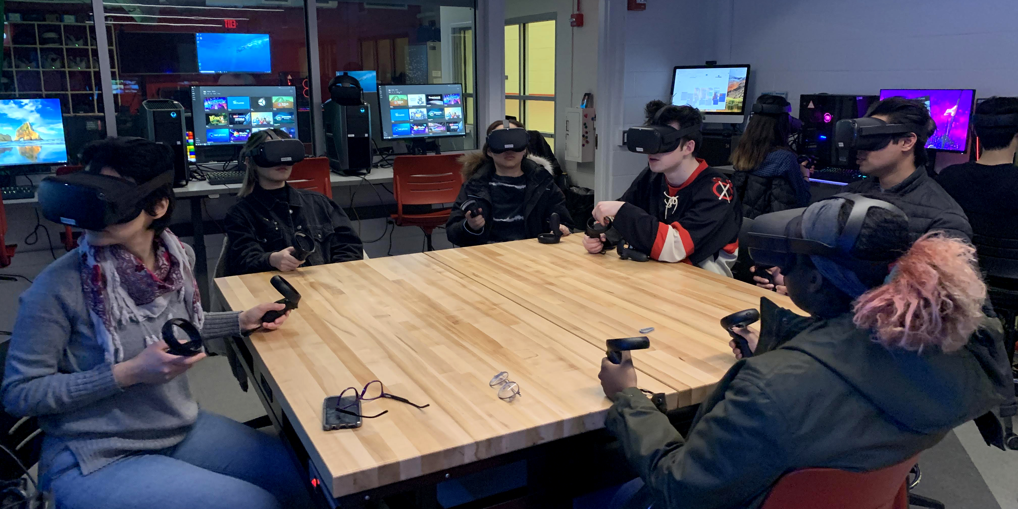 Students using the Oculus Quest in the Innovation Studio