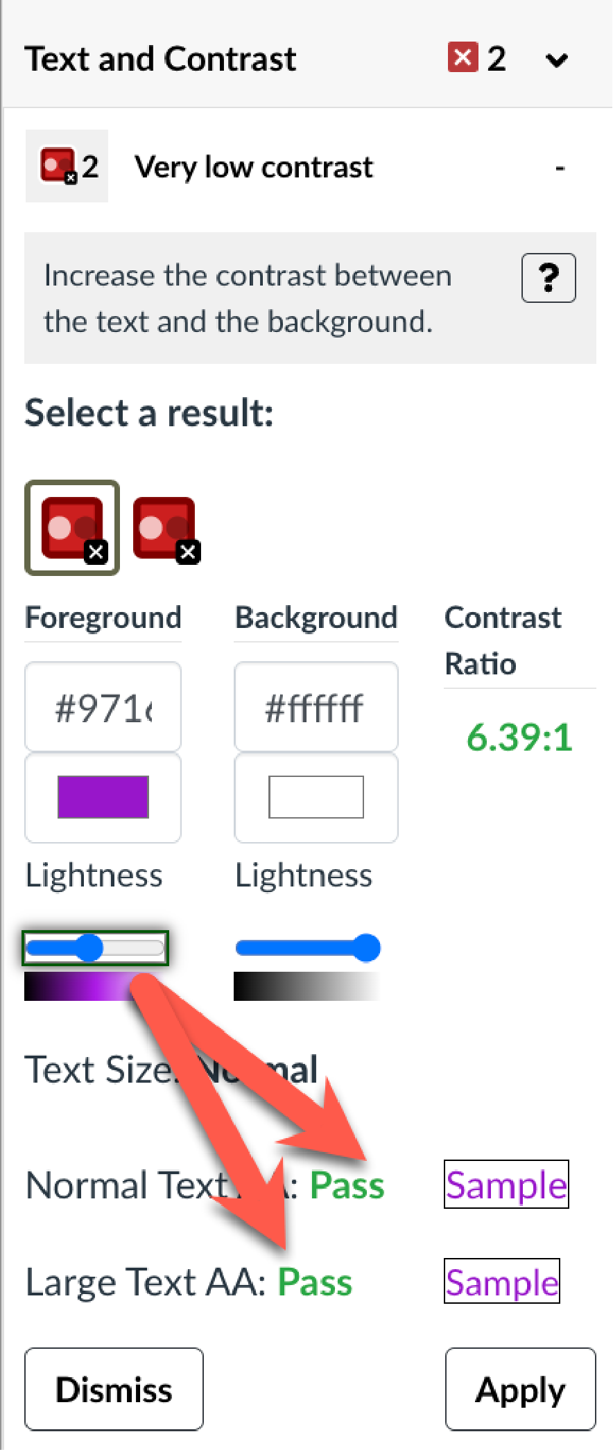 Slider showing real-time contrast adjustment