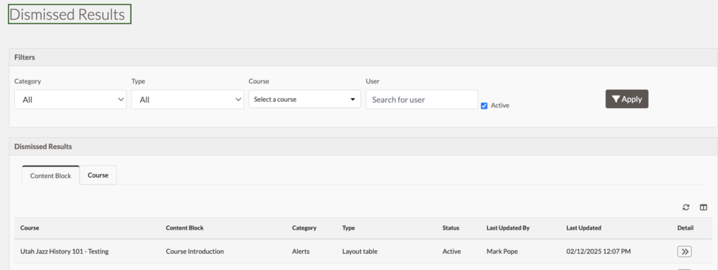 Dismiss Results dialog box showing Dismiss everywhere and Exact match buttons highlighted