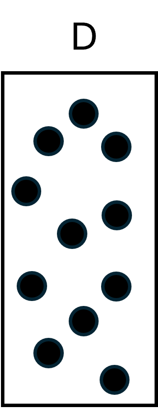 Box D. Large box with eleven small circles inside.