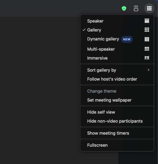 Zoom Participant layout Gallery view