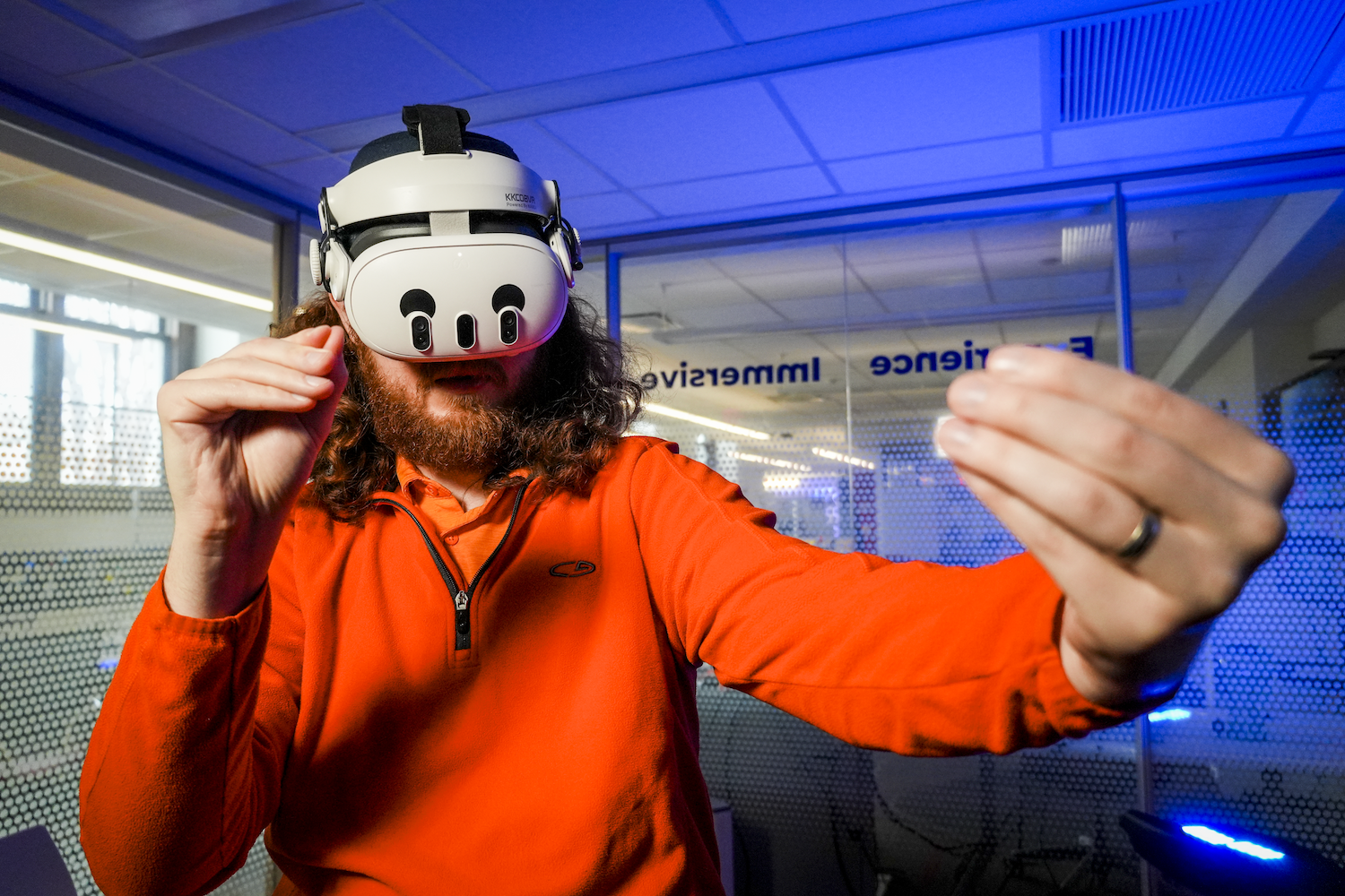 man wearing vr headset