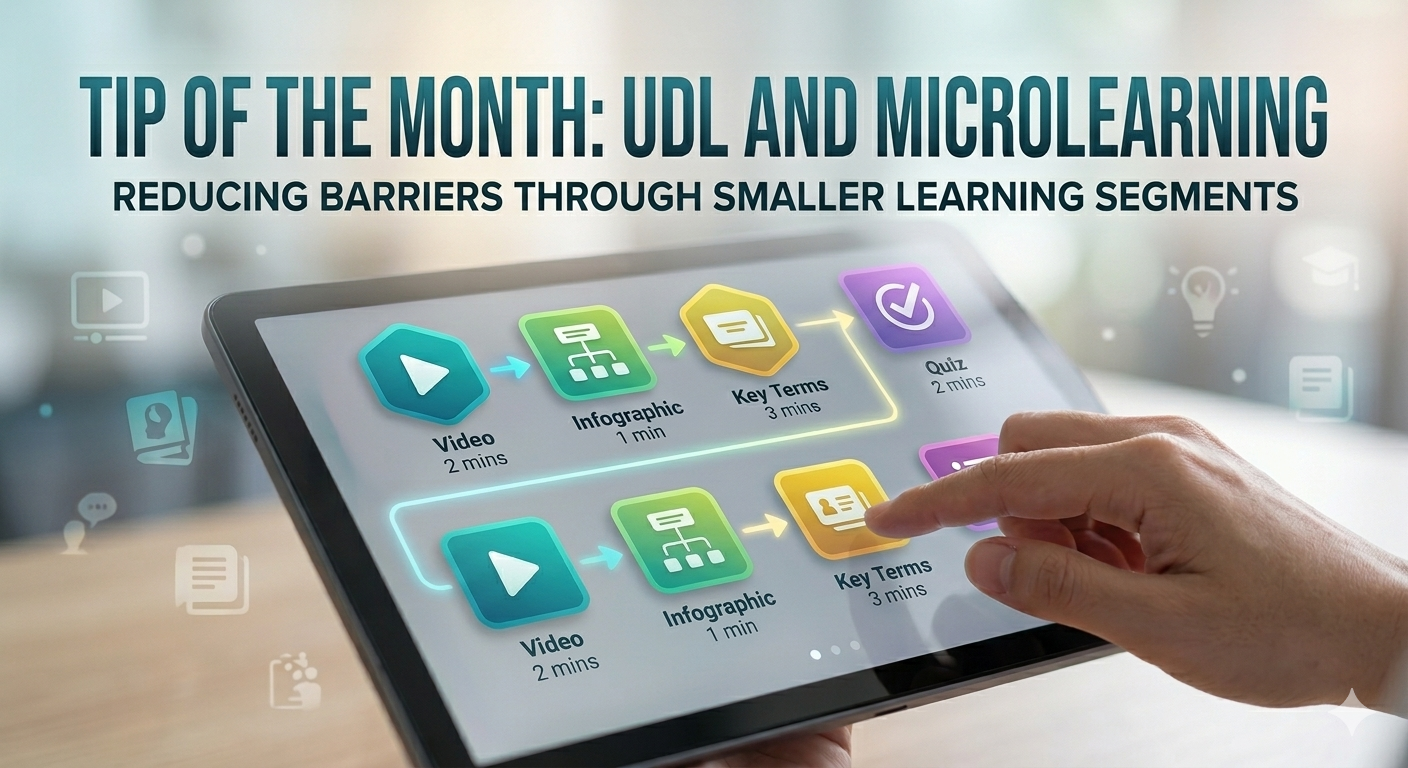 A tablet displays a microlearning pathway with Video, Infographic, Key Terms and Quiz icons