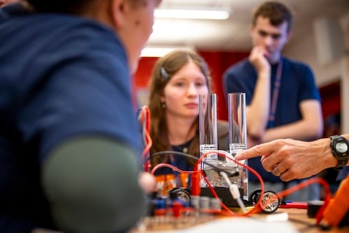 students learning about electronics