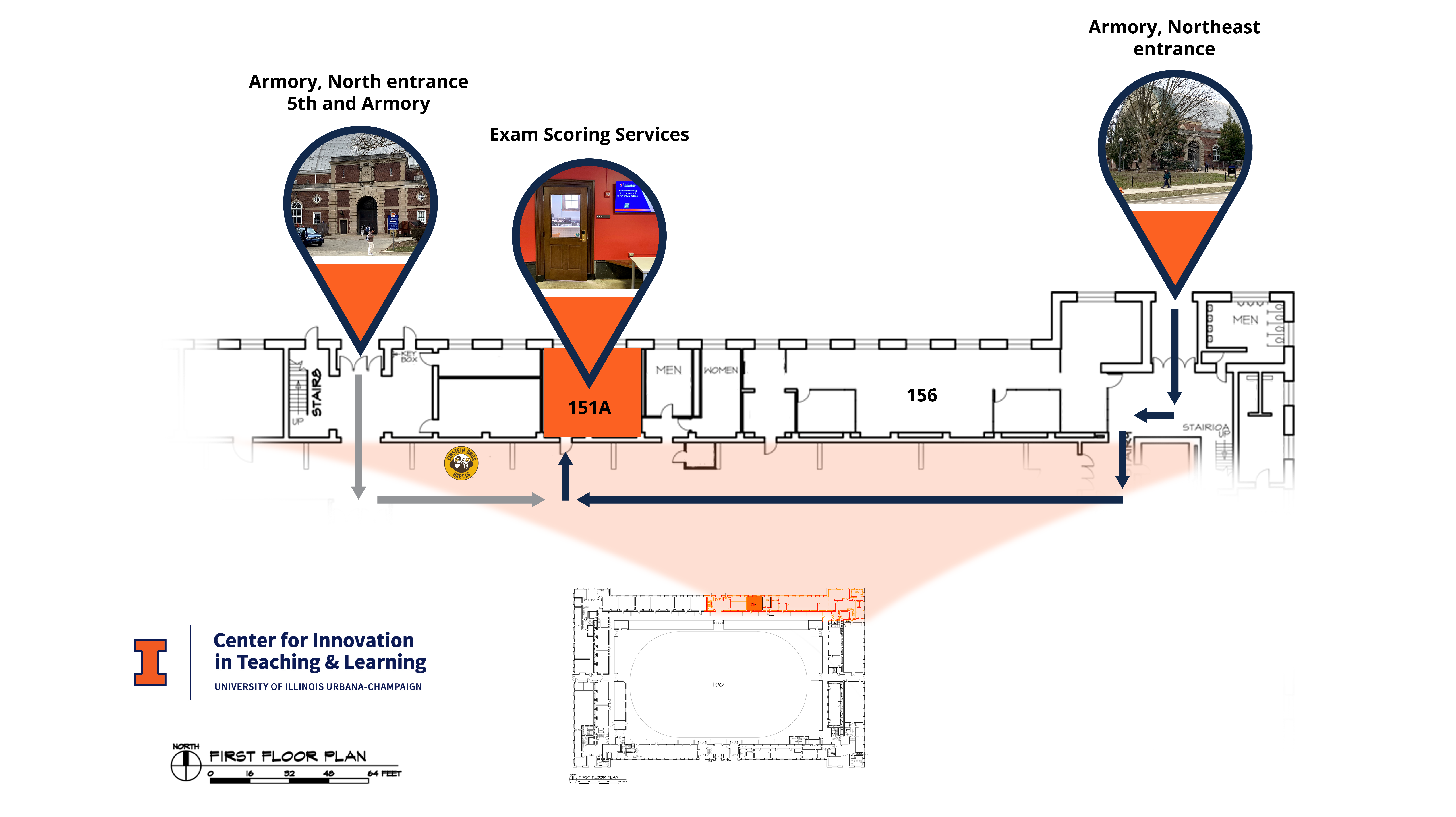 map of where Exam Scoring Services is in the Armory