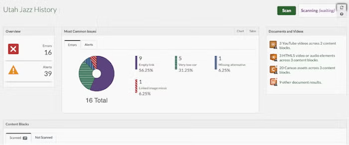 Screenshot of Pope Tech Accessibility Dashboard