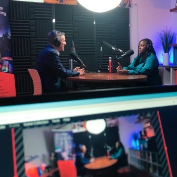 media hub with people talking