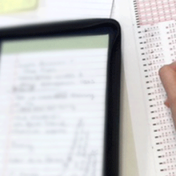 Test-taking with a pencil using a scantron