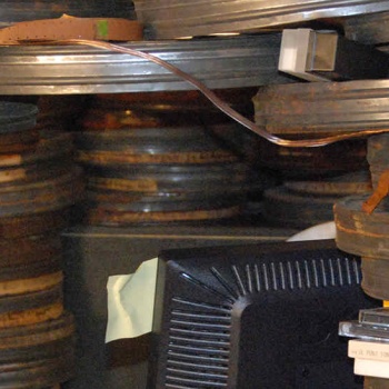 stacks of old film reels