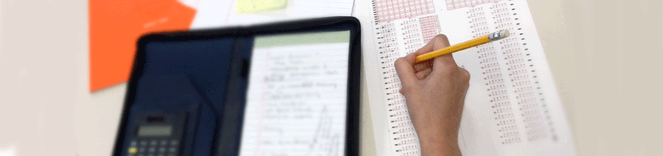 Test-taking with a pencil using a scantron